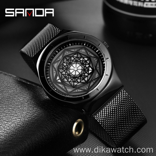 SANDA New Luxury Men's Sport Quartz Watches Personality Stylish Leather Business Wristwatch Brand Watch Relogio Masculino 1027